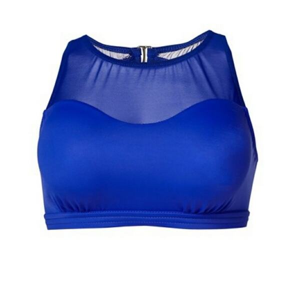 Venus mesh high neck bikini top with mesh sz 10 cerulean royal blue - Picture 3 of 11